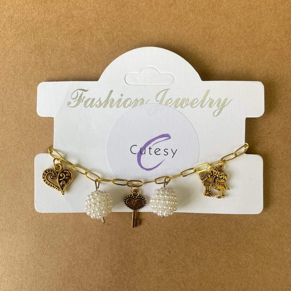 Lovers Key Gold Charm Bracelet
